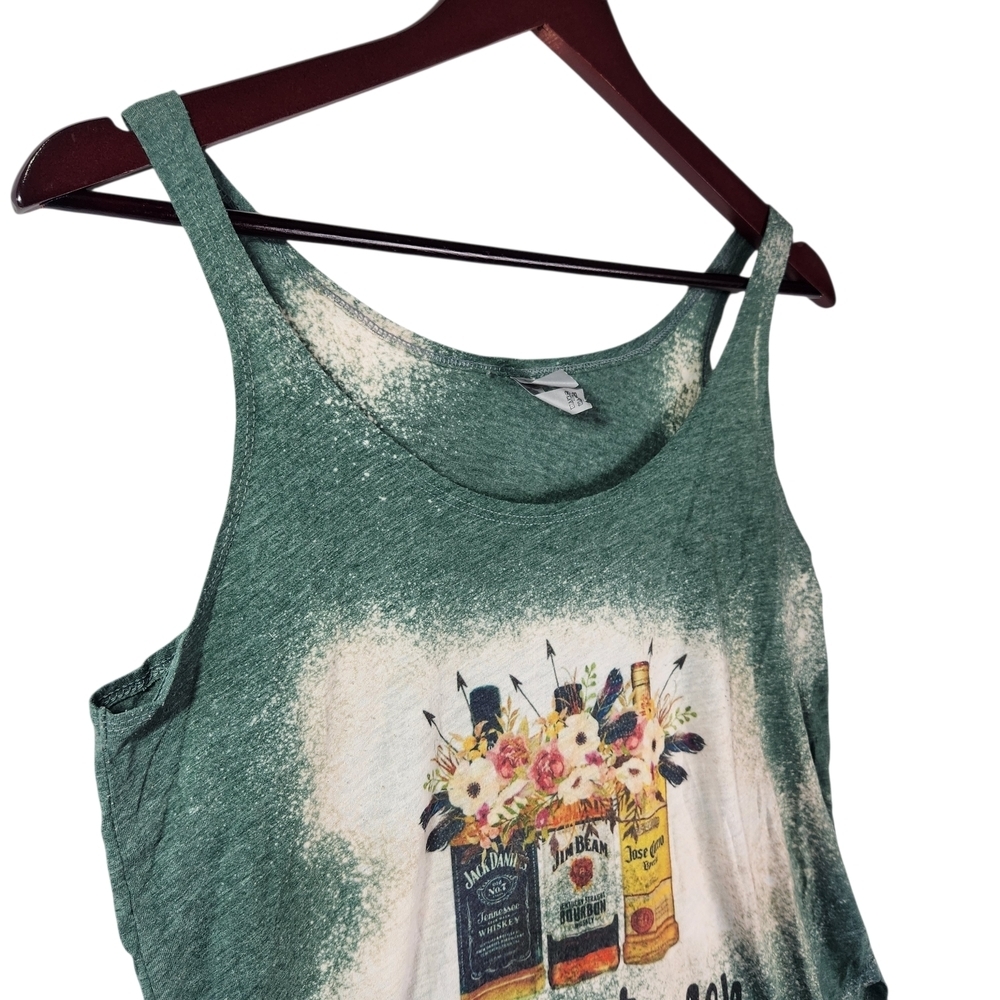 Jack Daniels Jim Beam Jose Cuervo Tank Top Women "My Favorite Men" Medium Green - Picture 3 of 14